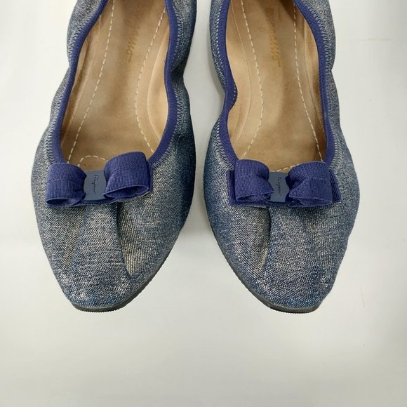 Salvatore Ferragamo Shoes Womens 5.5 M Purple My Joy Ballet Flats Bow Shimmer - Picture 4 of 13
